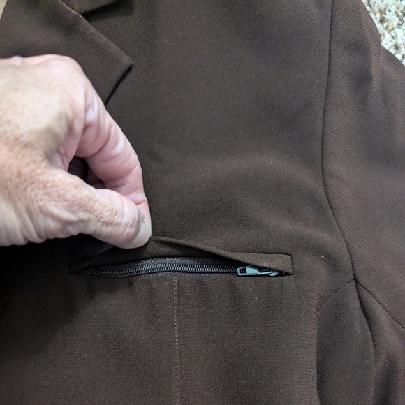 Vintage 1970s Handmade Brown Minimalist Lined Basic Hippie Neutral Blazer - Picture 9 of 10